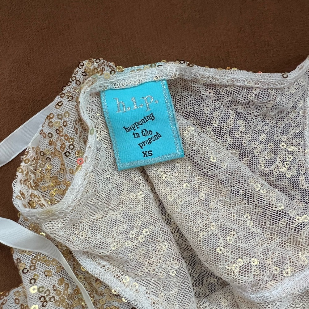 h.i.p. Gold Sequin Lace tank